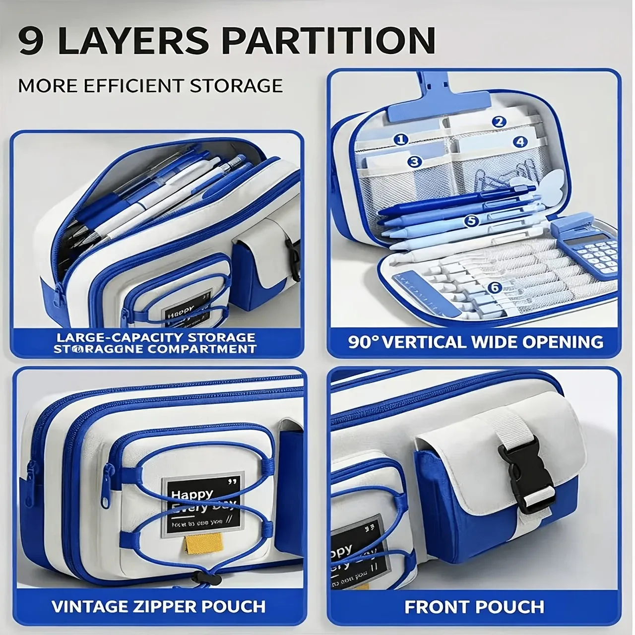 Tactical Style 9-Layer Large Capacity Pencil Case | Durable Woven Fabric, Flip-Top Wide Opening, Holds Hundreds of Pens, Desktop Storage Essential for Students — image 5