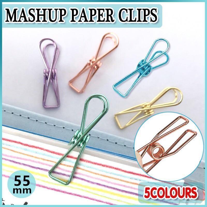 10X Spring Paperclips Metal Wire Hollow Out Clips 55mm Mini Binder Paper Clip - Purple โ image 2