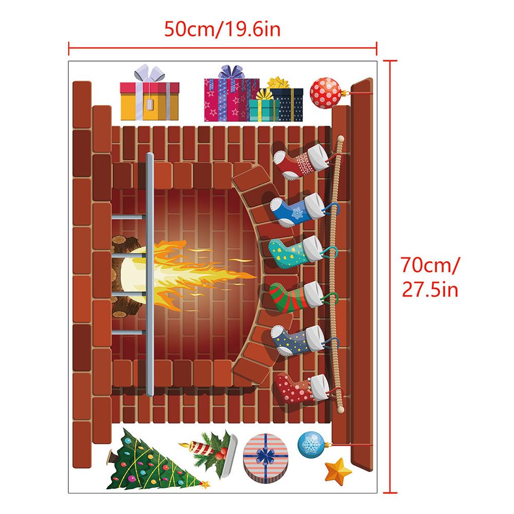 Christmas Fireplace Wall Decals DIY Home Decor Living Room Sticker Bedroom Decoration Nursery Wallpaper โ image 2