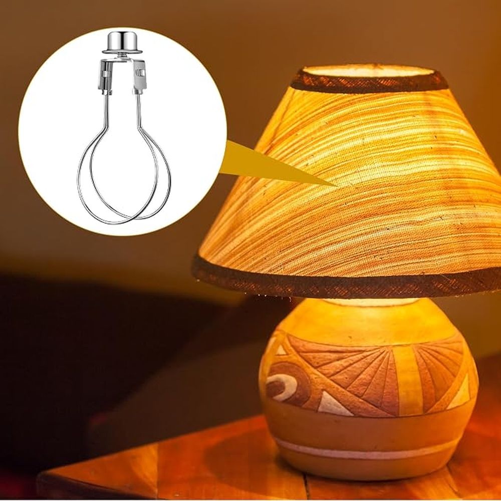 2 Pcs Bulb Lamp Shade Clip Adapter with Finial & Levellers, Light Shade Replacement Part, Silver โ image 3