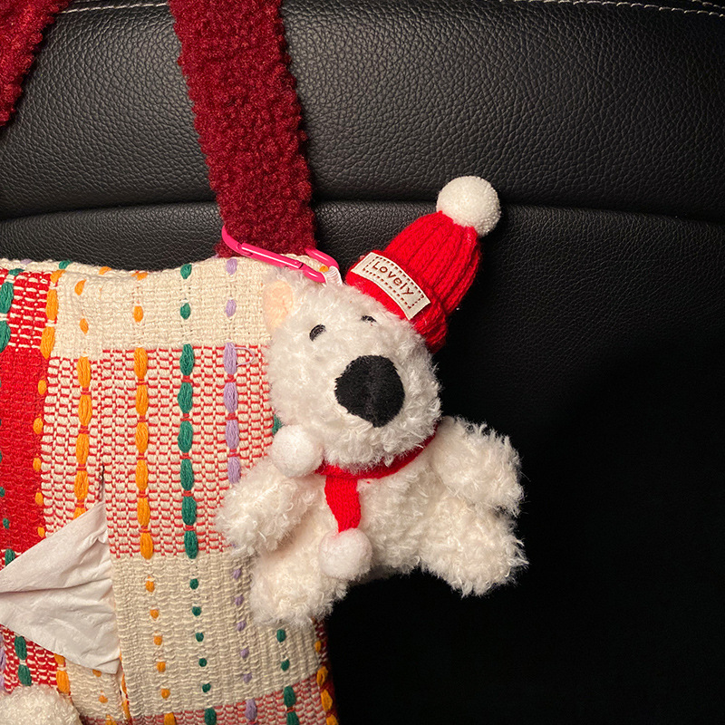 Cute Red Bear Car Tissue Holder - Woven Design — image 3