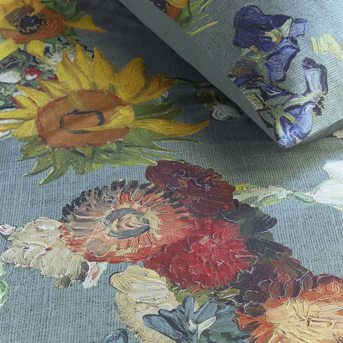 Bedding House Van Gogh Partout des Fleurs Green Cotton Sateen Quilt Cover Set Queen — image 3