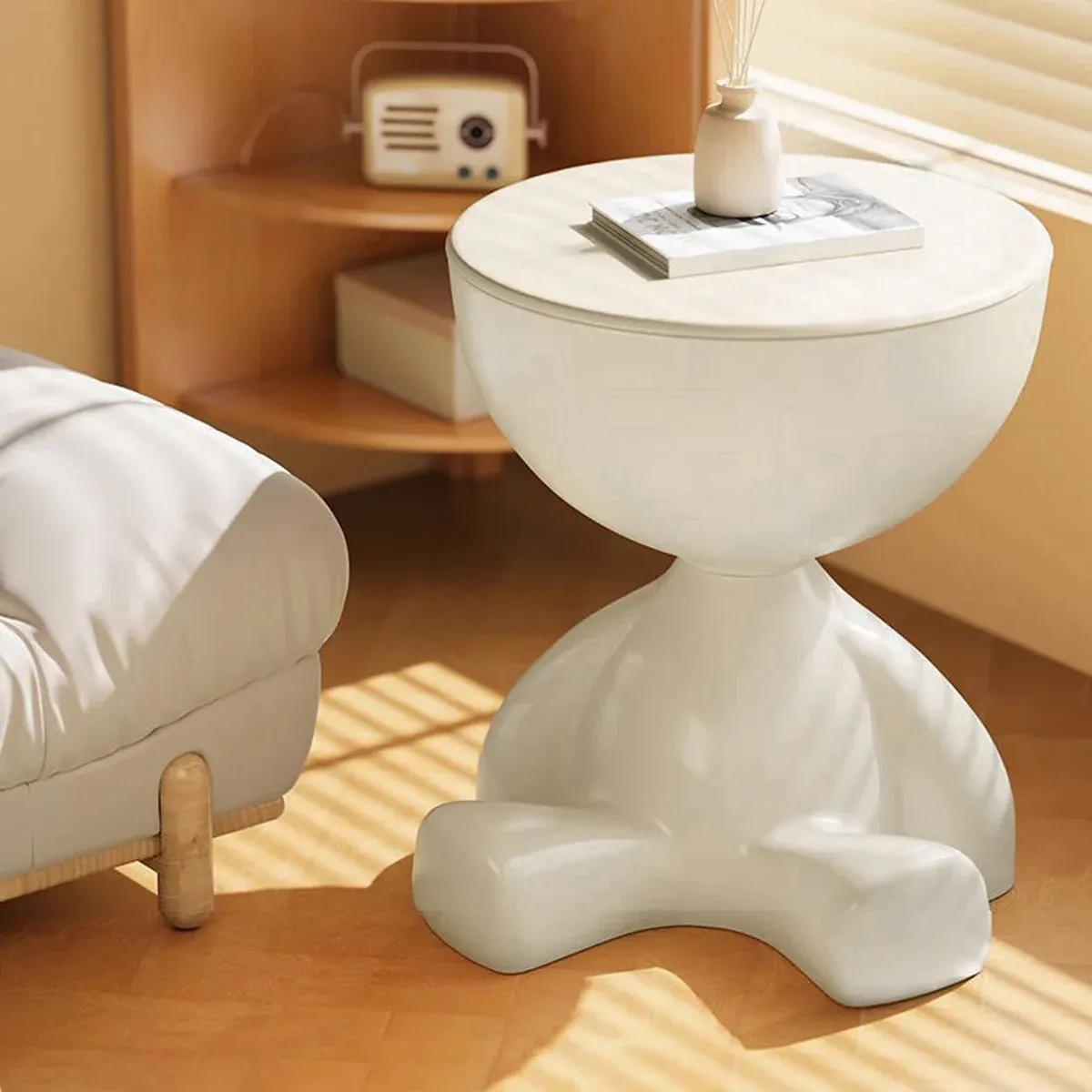 Plastic Bedside Table Sofa End Table Storage Rack Movable Coffee Table Mini Bear — image 4