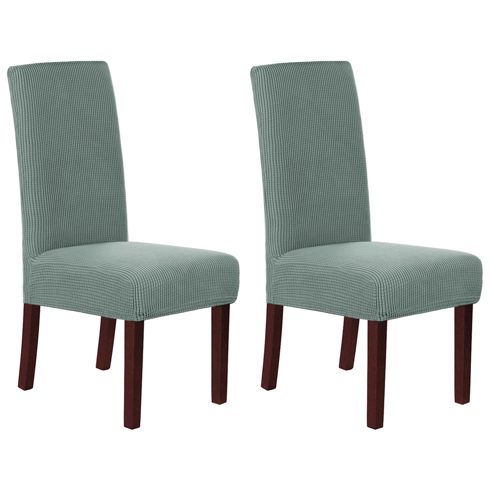 Stretch Full Cover Chair Cover 6-Pack - Waterproof Anti-Slip Elastic Seat Protector for Dining Room Hotel - Thick Warm Waffle Texture - Gray Green (6-Pack) — image 2