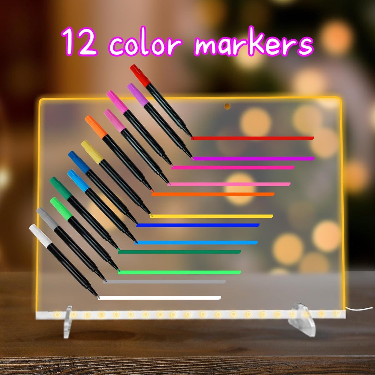 12-color markers - Neon wet/dry erase - For LED notice boards, fine tip — image 4