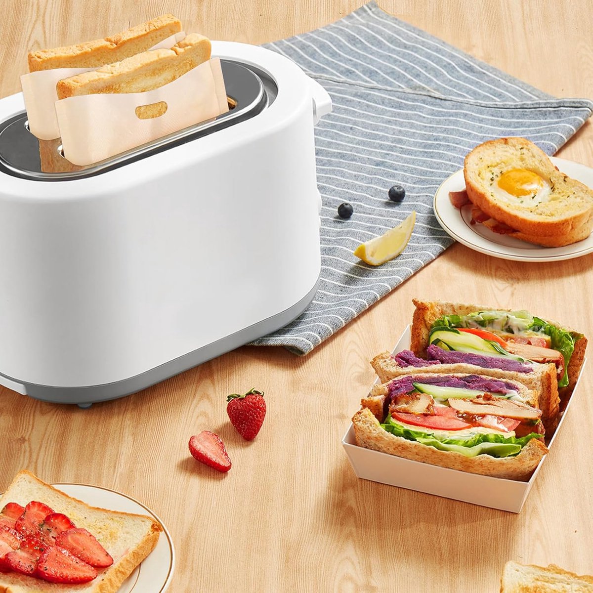 8 pieces - toaster bags - non-stick coating - reusable toaster bags - with Teflon coating - washable - for toasters and microwaves - for sandwiches, paninis — image 4