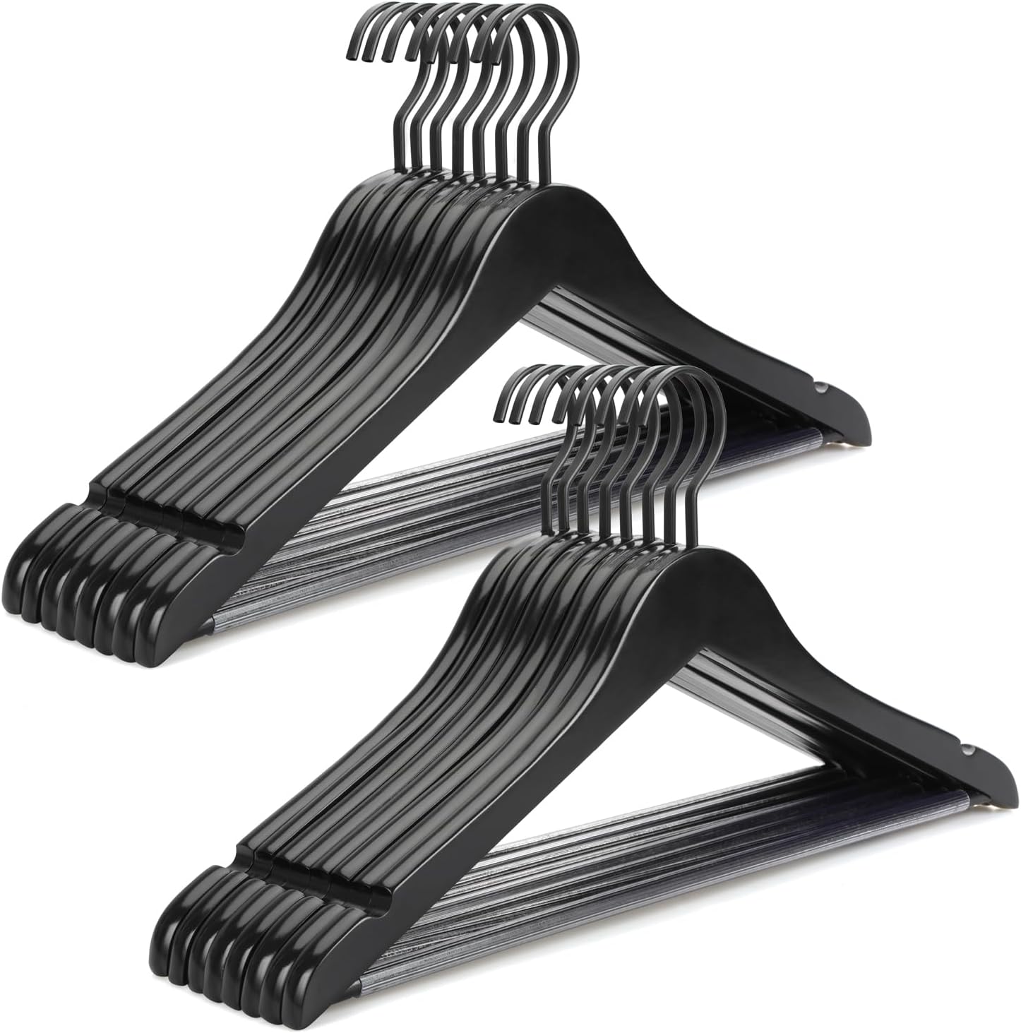 TOPIA HANGER Premium Wooden Hangers, Luxury Boutique Wood Hangers with Extra Thick Hook and Non Slip Pants Bar, Heavy Duty Coat Hanger with Notches 16 Pack