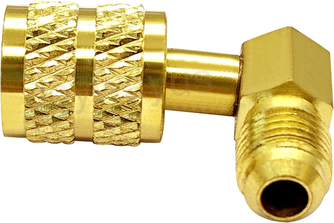 1/4" SAE Male to 5/16" SAE Female Flare Swivel Port 90 Degrees Elbow Adapter for R410A Mini Split HVAC System (Pack of 2) — image 4