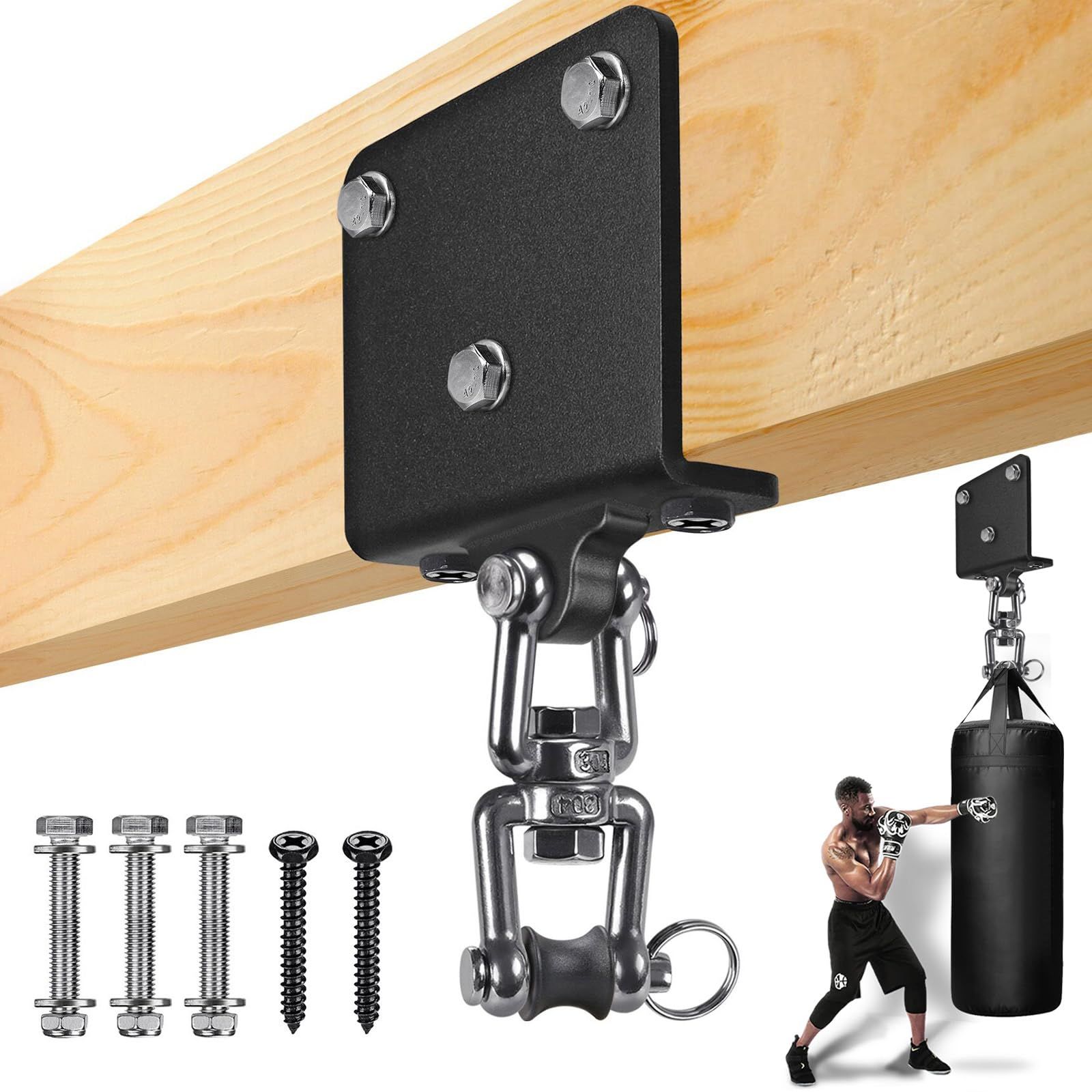 Punching Bag Hanger for Heavy Bag Beam Mount Hardware 360° Rotation Boxing Bag Ceiling Mount I-Beam Heavy Bag Hanger Beam Mount Hooks for Hanging Heavy
