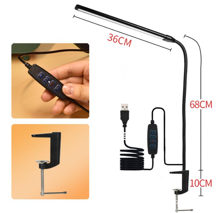 1 pc. Desk Lamps for Home Office, Clamp Lamp Dimmable Gooseneck Lamp Touch Control, Adjustable Desk Lamp for Workbench Tabletop (Black) — image 5