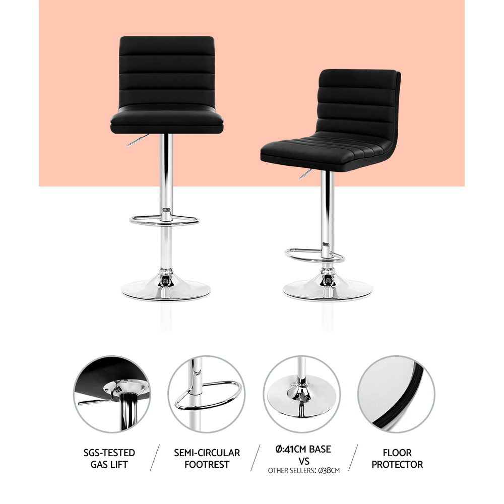 Artiss 4x Bar Stools Padded Leather Gas Lift Black โ image 4