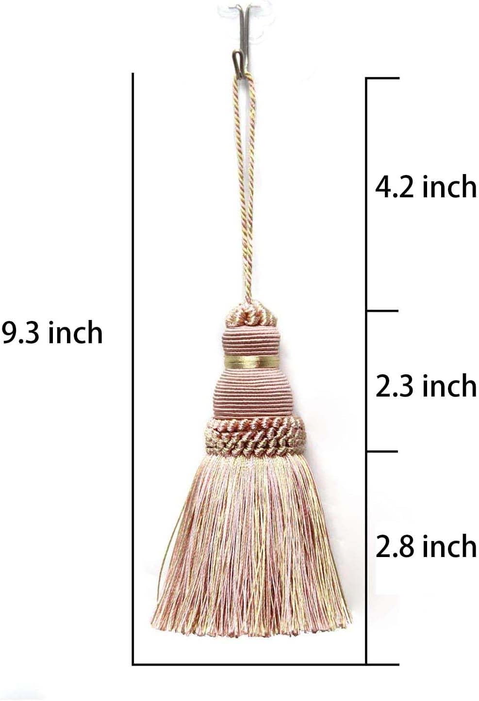 Tassel Key Tassel with Loops Handmade Craft Charms DIY Accessories Elegant Soft Making Curtain Home Decoration (Mix Pink, 2 pcs) — image 2