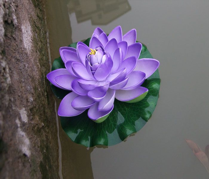 2Pack Artificial Floating Foam Lotus Flowers Water Lily Pond Plants Home Garden Decoration 7" Dia-decoration