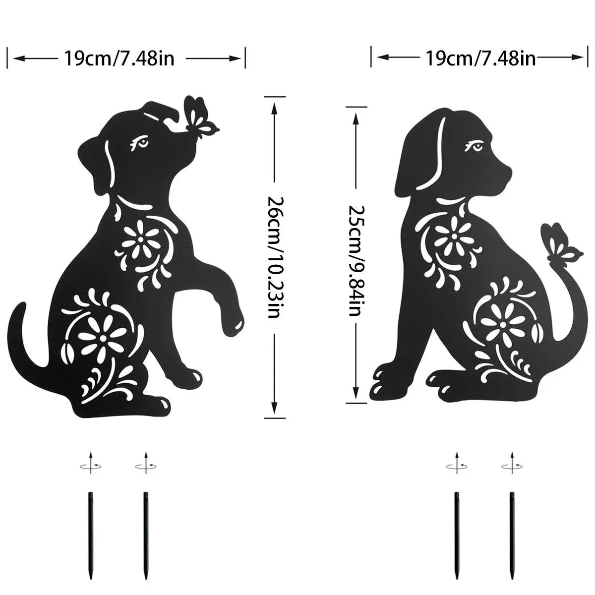 2pcs Iron Outdoor Garden Dog Statues Decorative Lawn Ornaments for Patio Decor — image 3