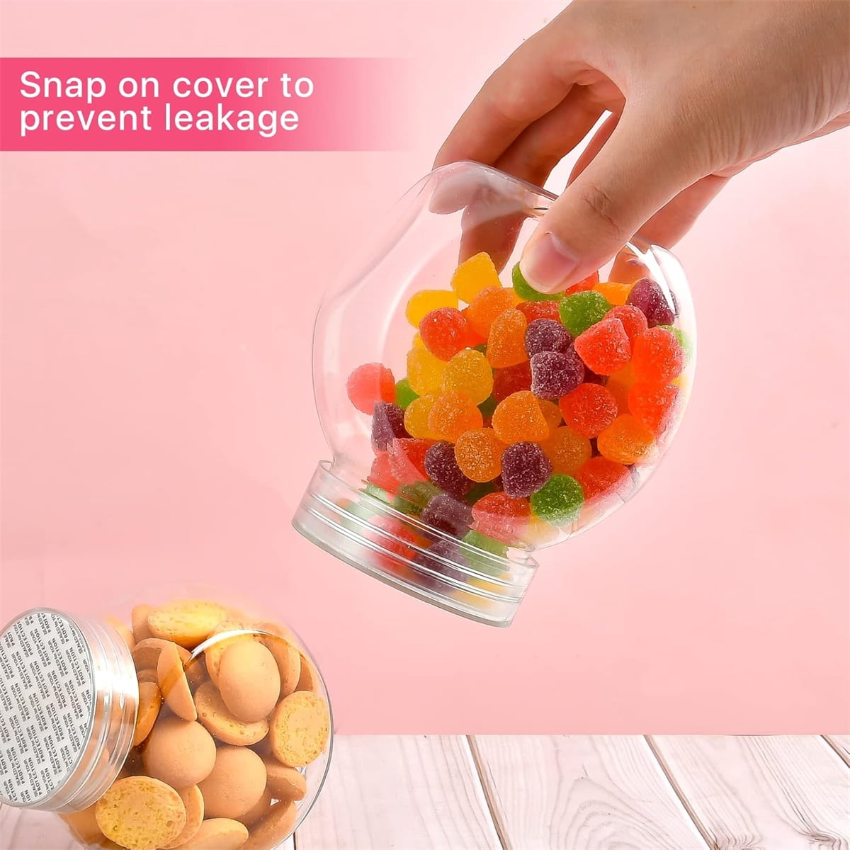 Candy Jars with Lids,6 Pcs 7.7ozCookie Containers Candy Jars with Lids,3 × 2in Plastic Snack Jars for Candy Buffet and Party Table, Candy Buffet — image 6