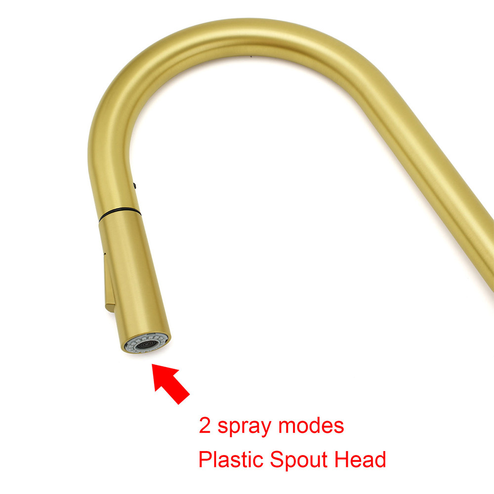 WELS Brushed Gold Pull Out Kitchen Sink Tap Basin Mixer Faucet 2 Modes Spout Set — image 4