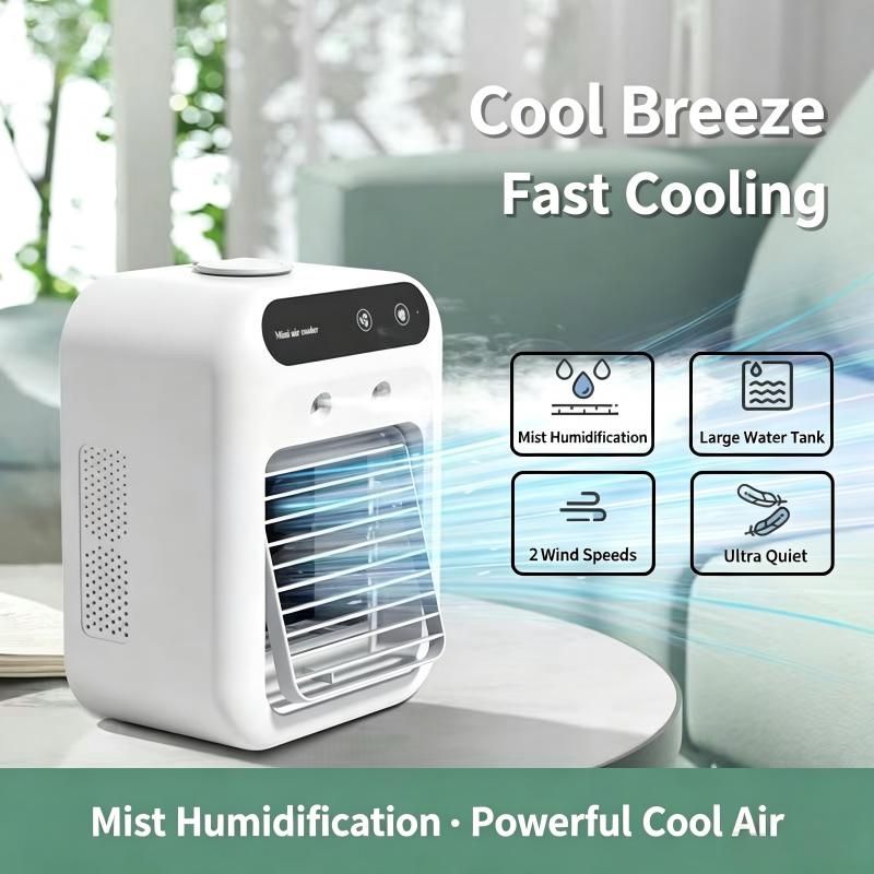 Portable Desk Air Cooler Fan, 2-Speed Mist Humidifier, 500ml Water Tank, USB Rechargeable, Quiet Personal Evaporative Cooler for Home Office Bedroom — image 4