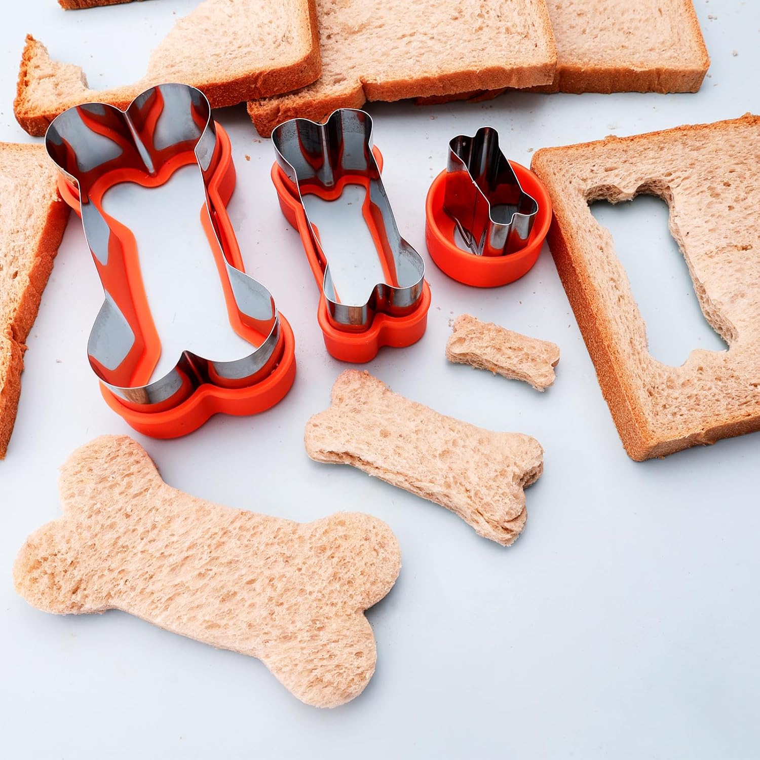 Dog Cookie Cutters Set 3 Piece -3 Different Sizes Of Dog, Bone, and Paw Print Cookie Mold Dog Bone Cutters Stainless Steel Shaped Cutters for Homemade — image 5