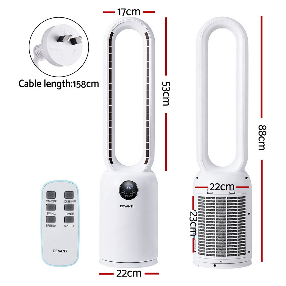 Devanti 2in1 Bladeless Fan Air Purification W/ Remote 88cm — image 2