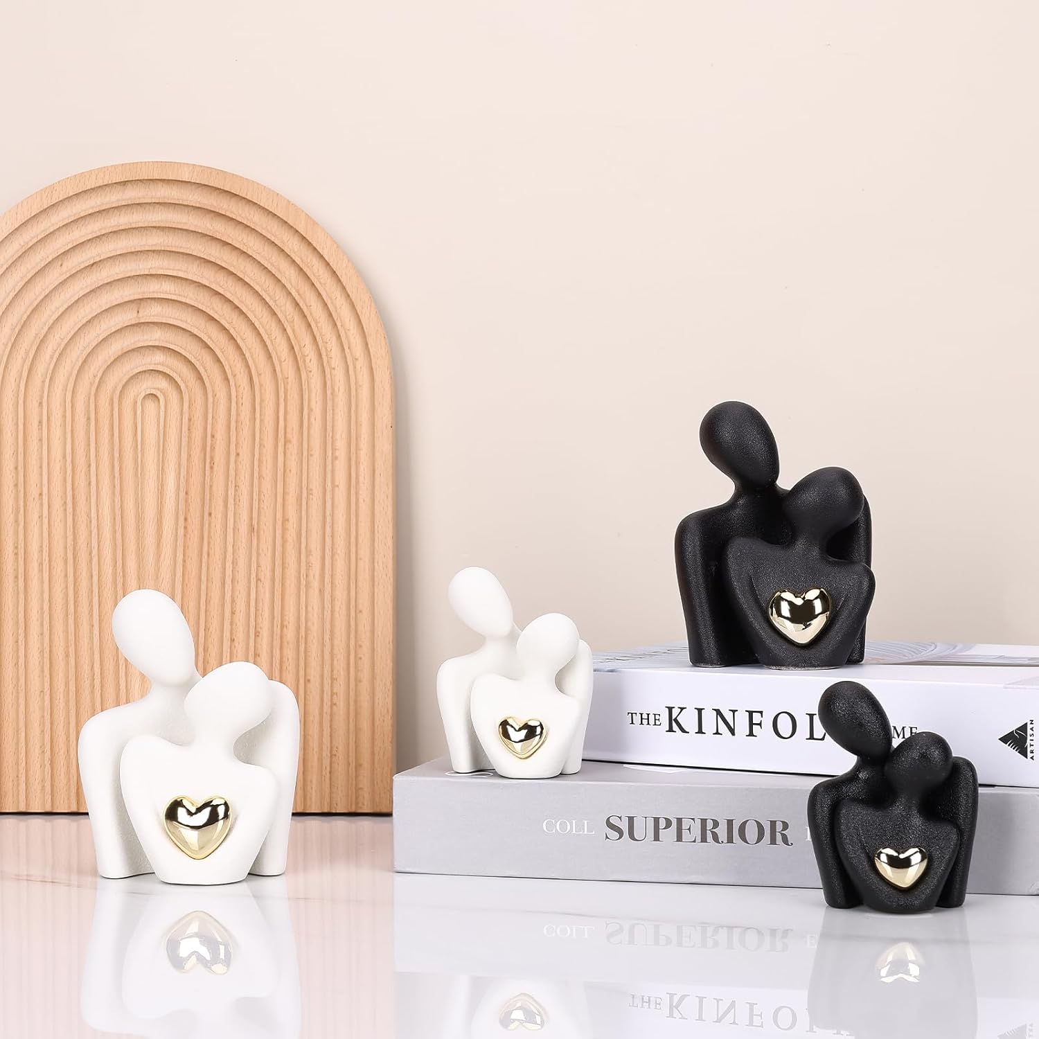 Mini Couples Statue - Ceramic Romantic Pair in Love Figurines for Bedroom Decor, TV Cabinet, Wedding Valentine's Gift, Small Knick Knacks Home Shelf (4.7 inch — image 6
