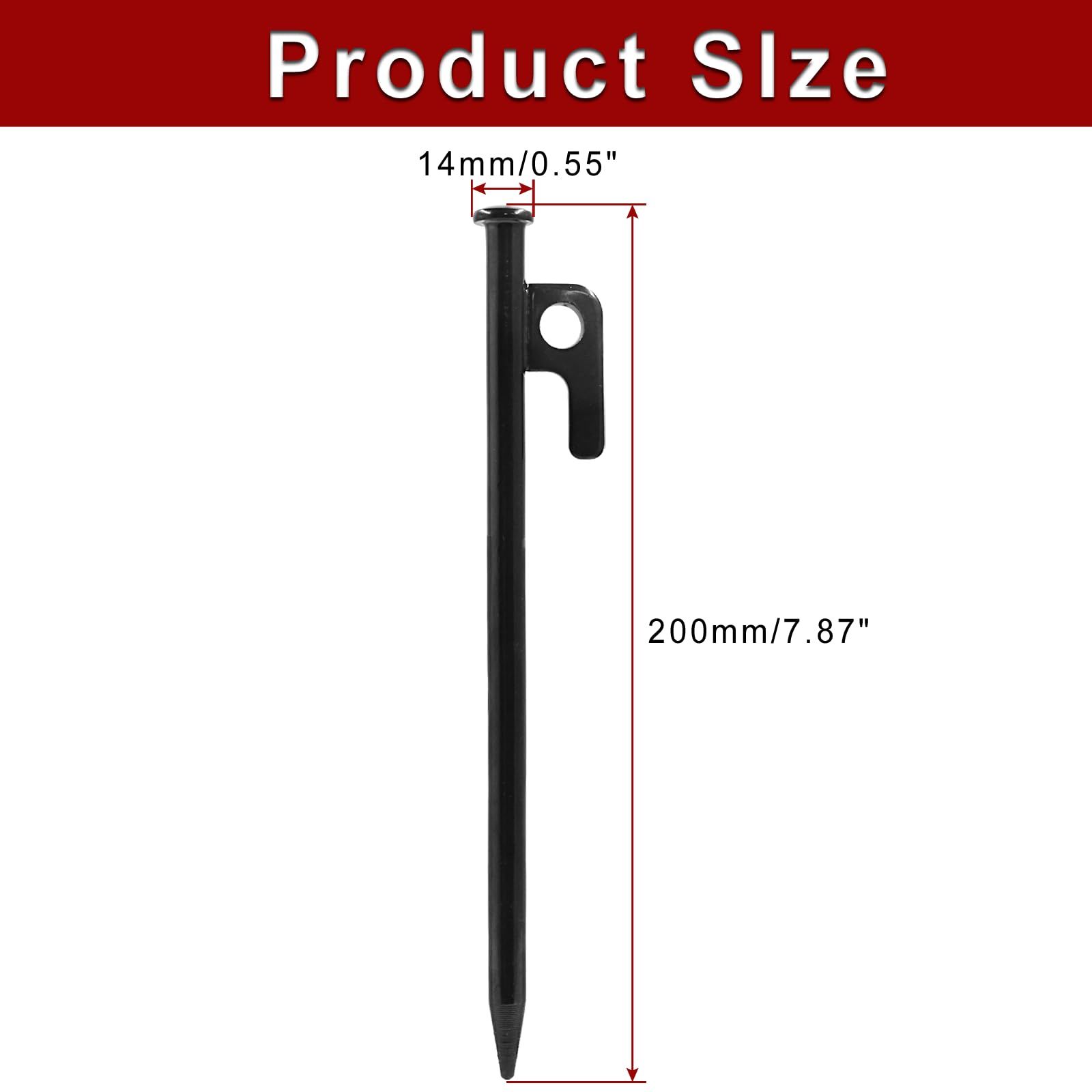 8 Pcs Tent Stakes Heavy Duty, 8 Inch Steel Unbreakable and Inflexible Tent Stakes for Camping Canopy, Grassland, Outdoor — image 2