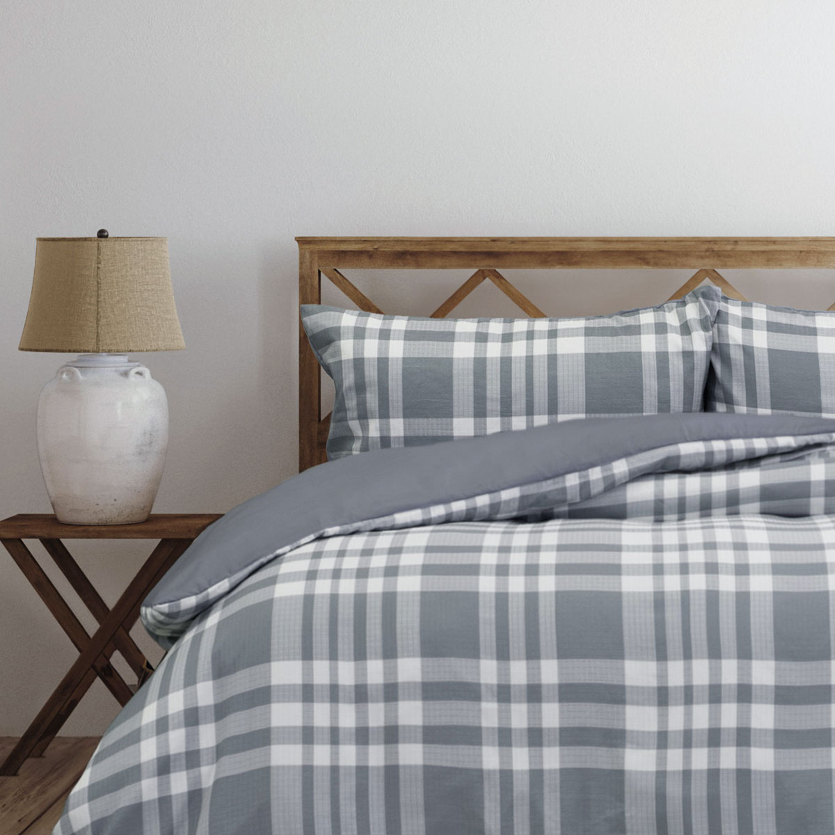 Ardor Ronan Grey Plaid Jacquard Quilt Cover Set King — image 3