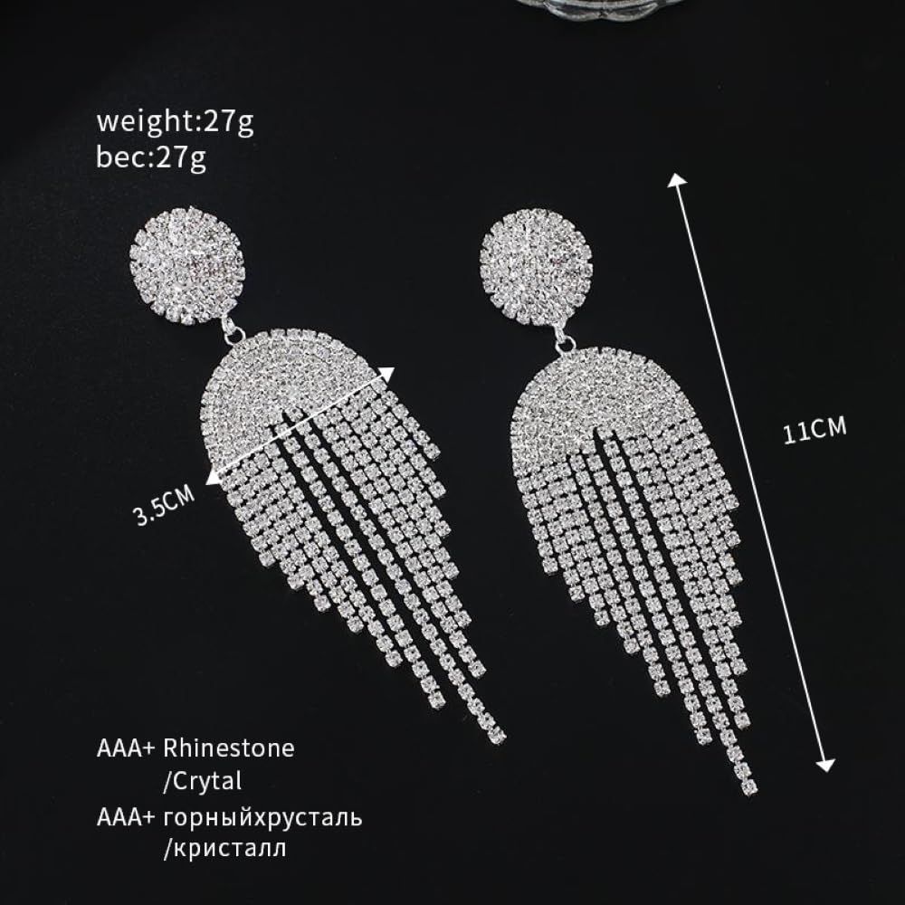 Circle Earrings Temperament Fringed Prong Chain Full Of Diamond Rhinestone Fashion Women Earrings Elegant Design — image 4