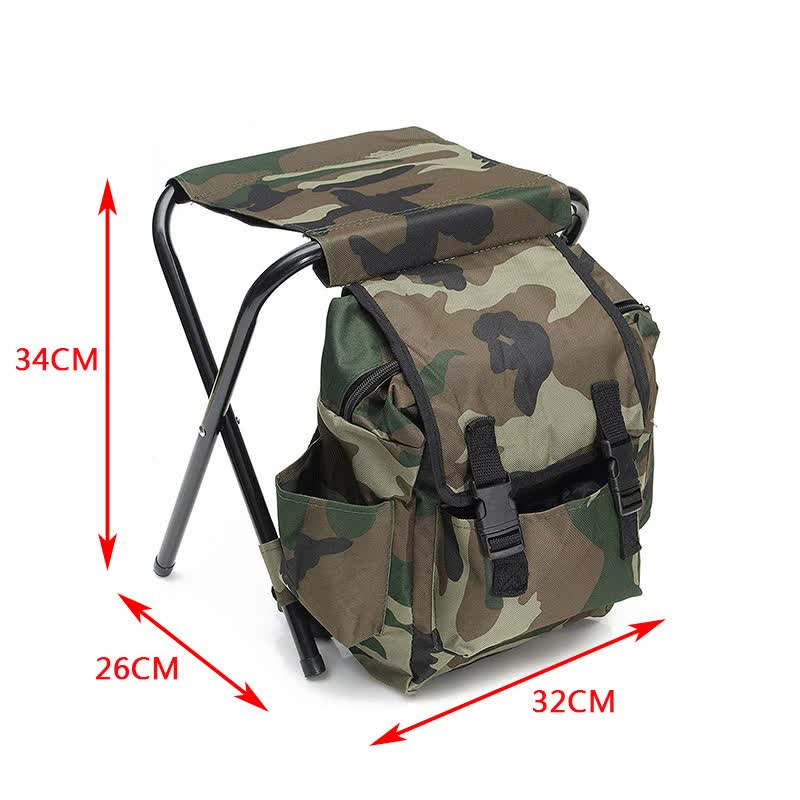 Camouflage Foldable Backpack with Built-in Chair – Multi-Functional Outdoor Camping Stool Bag — image 3