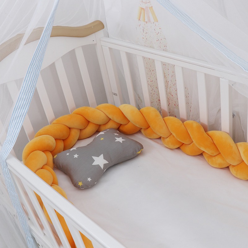 Baby rotating bed snake, bed cover decoration, handmade three-strand braid Light gray 1 meter — image 5