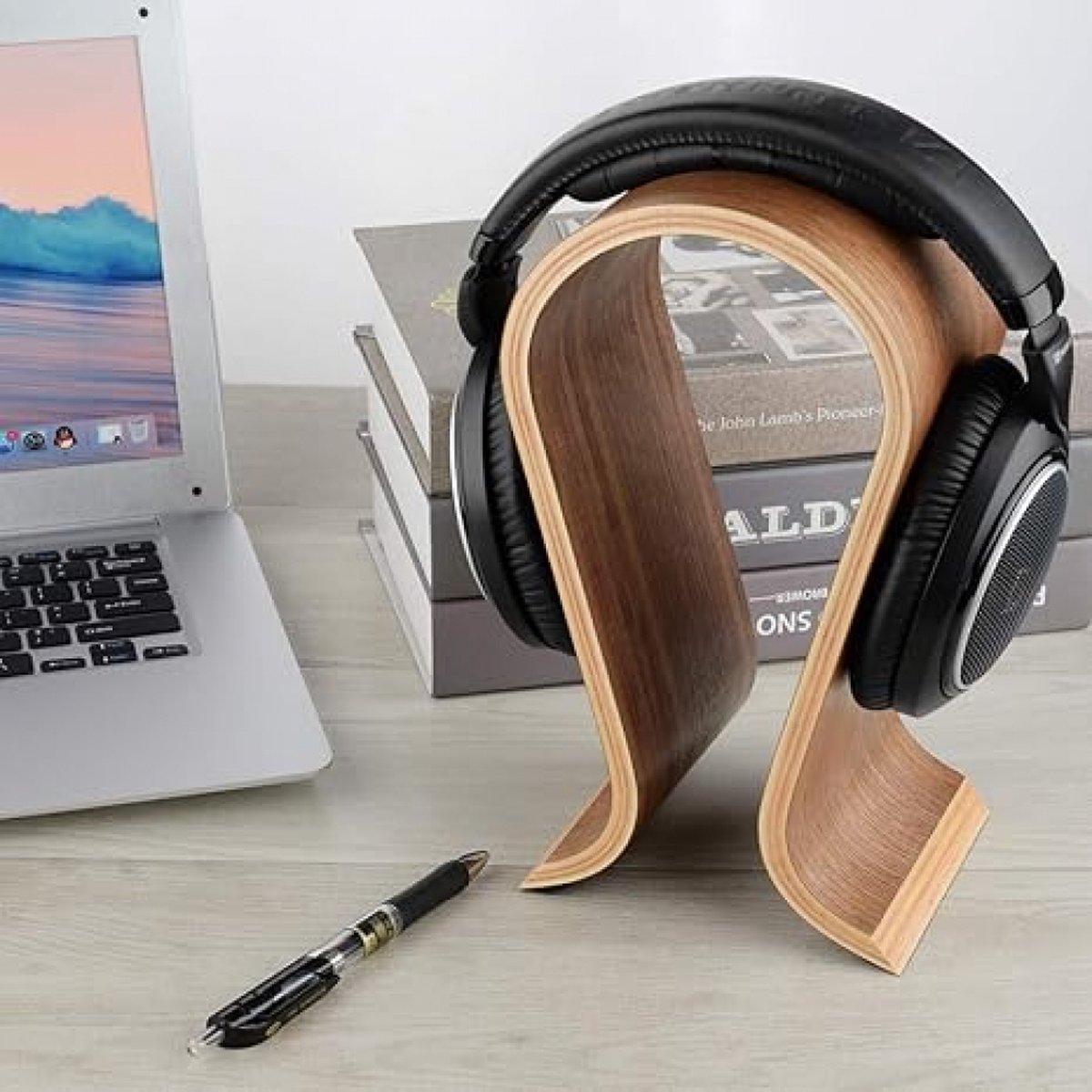 Headset Stand - Headphone Holder - Headphone Hook - Headphone Hanger - Wooden - 255 × 100 × 155MM - Wood Color — image 4