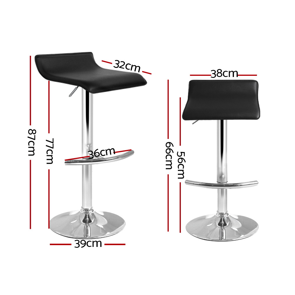 Artiss 2x Bar Stools Adjustable Gas Lift Chairs Black — image 2