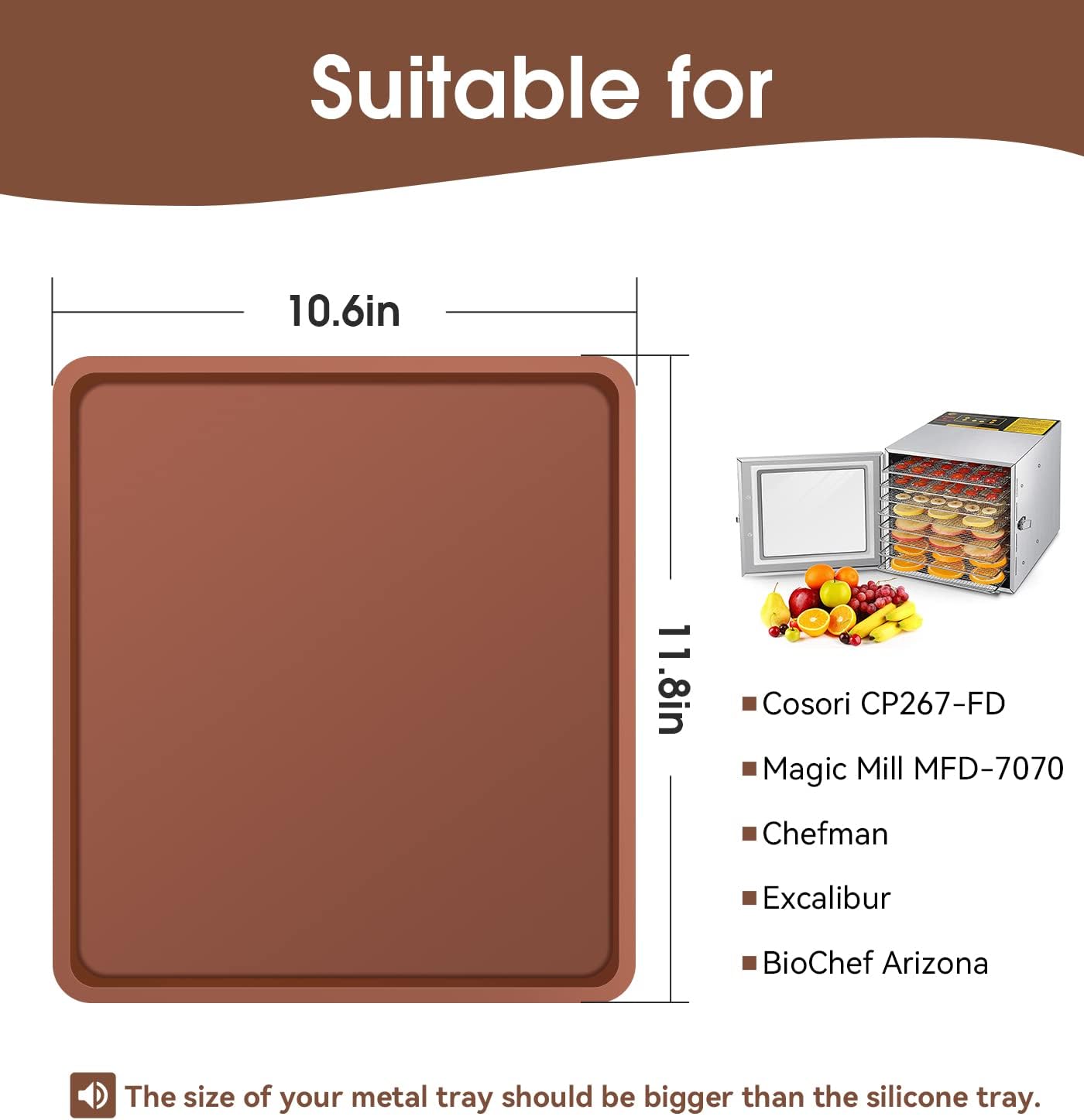 4 PCS Silicone Dehydrator mats with Edge Compatible with Cosori CP267-FD & Magic Mill, BPA-Free Silicone Tray Liners, Fruit Roll Sheet for Fruit Leather — image 6