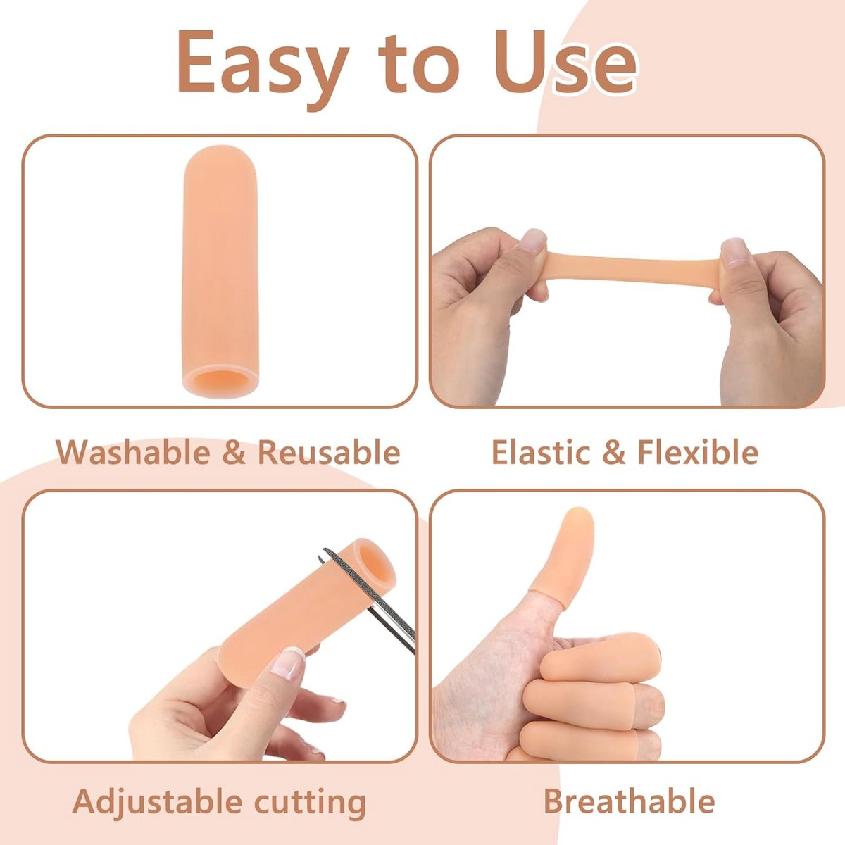 30 Pieces Finger Protectors - Gel Finger Pads - Fingertip Protectors - Finger Covers - Silicone Finger Covers - Finger Protector - Reusable - Cut-Resistant — image 3