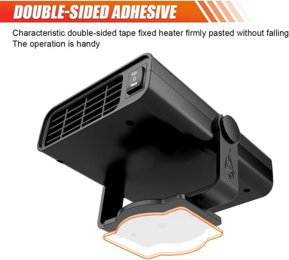 12V 200W Portable Car Heater and Fan 2-in-1 with 360° Rotation, Fast Defrosting and Windshield Demisting, Black — image 5