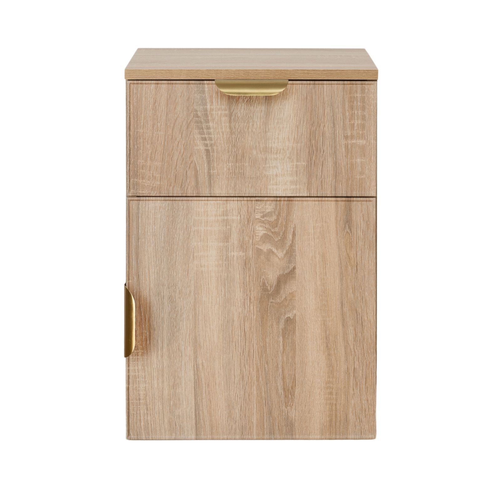 PORTO BEDSIDE TABLE - NATURAL OAK - SLIM - PULL BRASS โ image 2