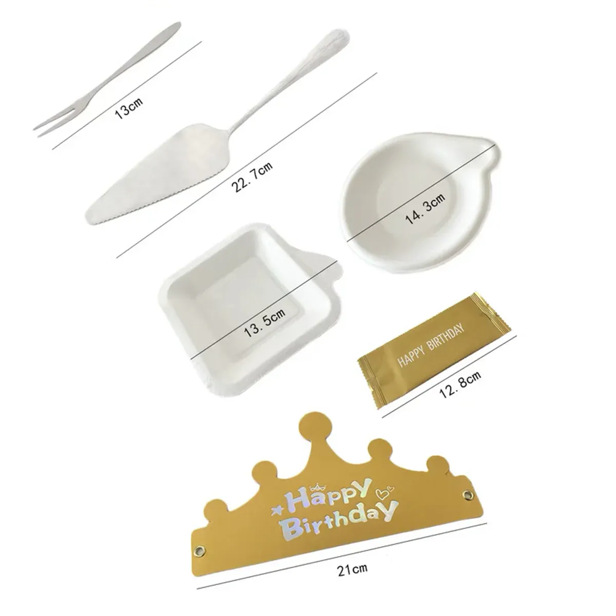 Stainless Steel Cake Knife Fork Plate Set With Candles For Party Dessert Serving — image 3