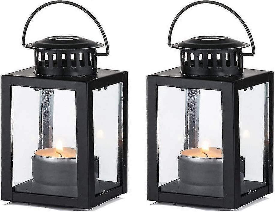 Lanterns for candles, garden lanterns, hanging small lanterns in vintage style for tea lights, Blue Light Tea Light Holder for Indoor and Outdoor, 2