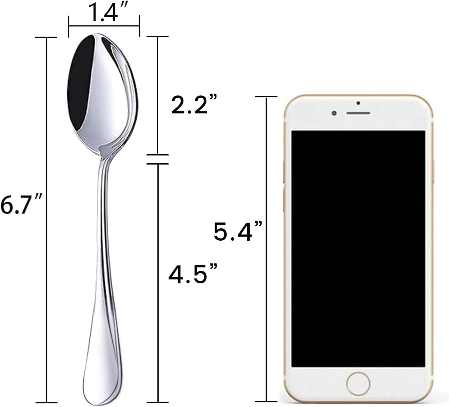 Stainless Steel Teaspoons, 6-Piece Coffee & Dessert Spoons Set, 6.7 Inch Small Spoons for Tea, Sugar, Yogurt & Ice Cream, Mirror Polished, Dishwasher Safe — image 3