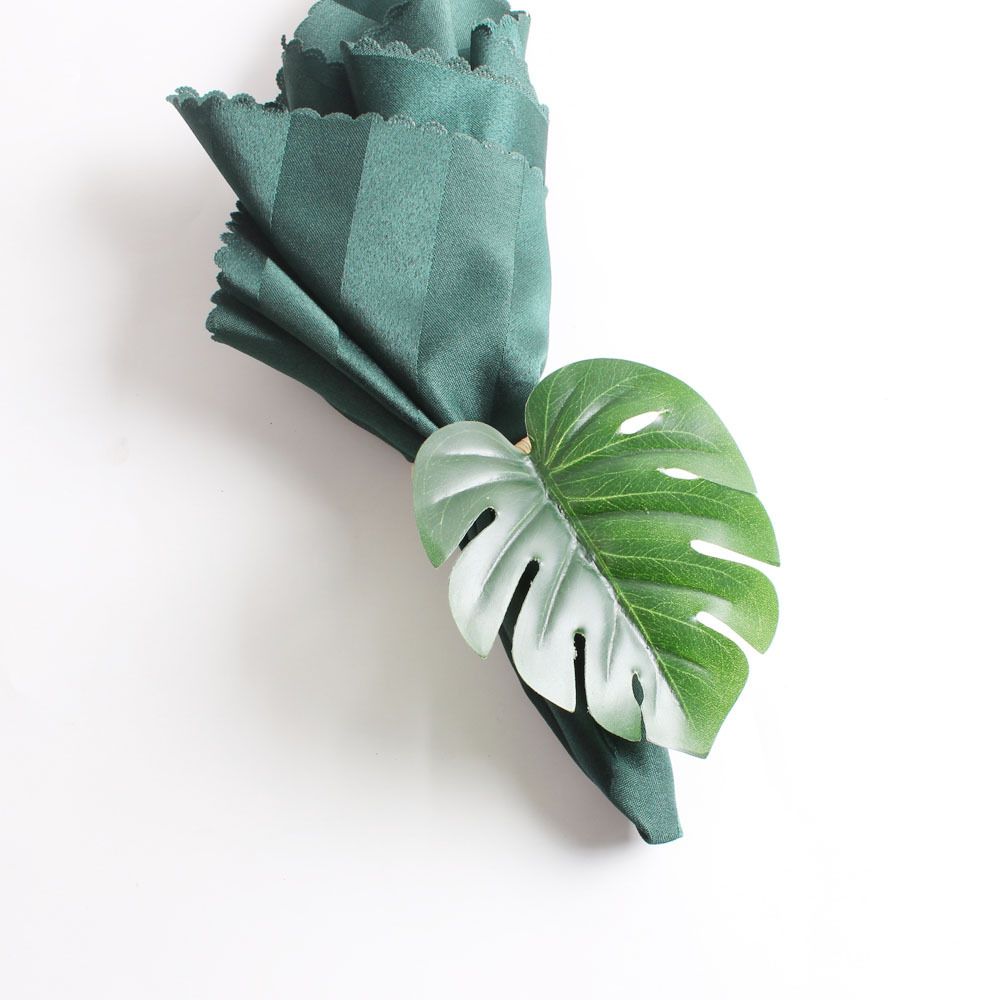 Set 12 Green Leaf Napkin Rings | Napkin Ring Holders for Formal/Casual, Dining Table Decor… (Pack of 12) — image 3
