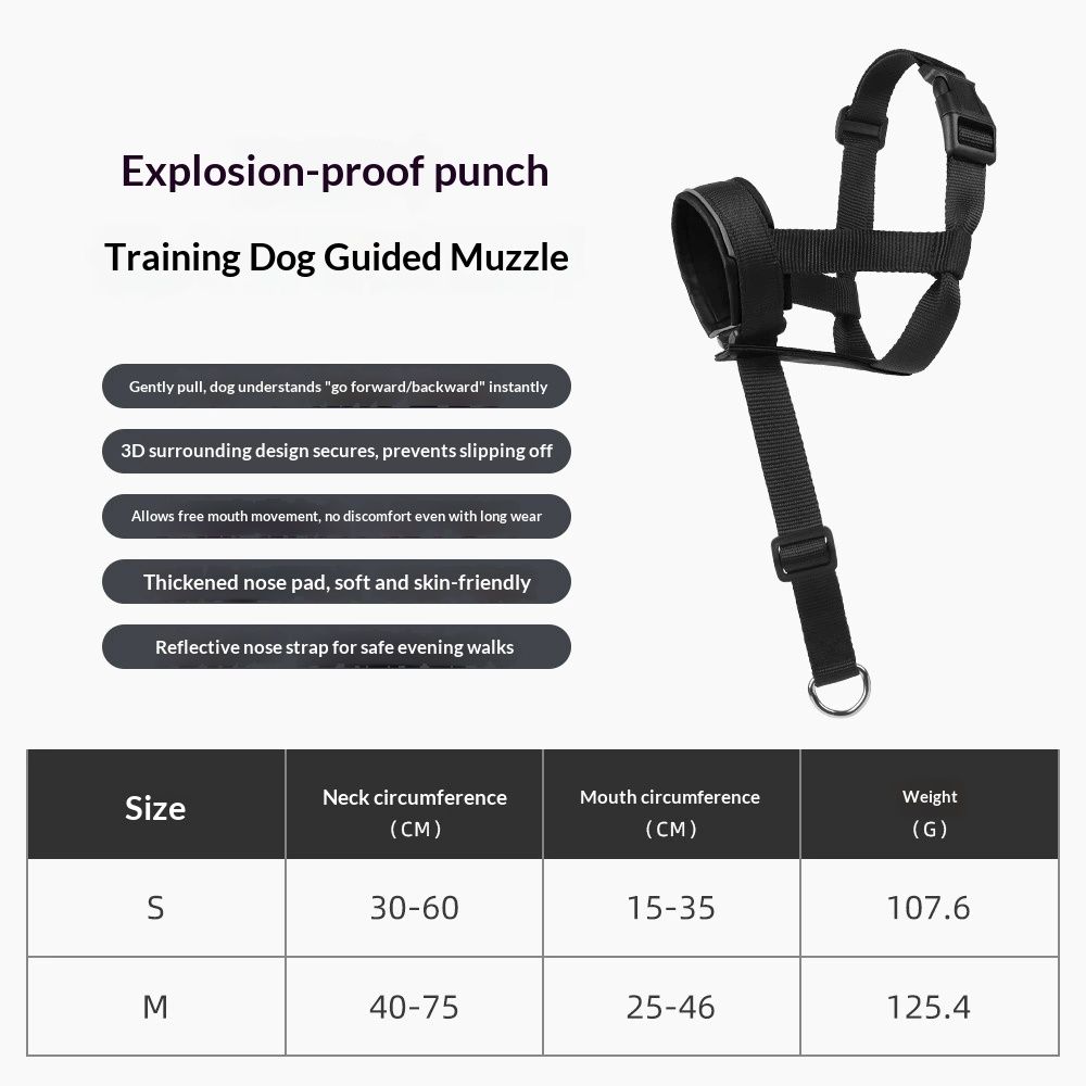 Adjustable Dog Harness, for Training and Daily Walks Small Dog Muzzle Dog Head Collar Halter M Black — image 5
