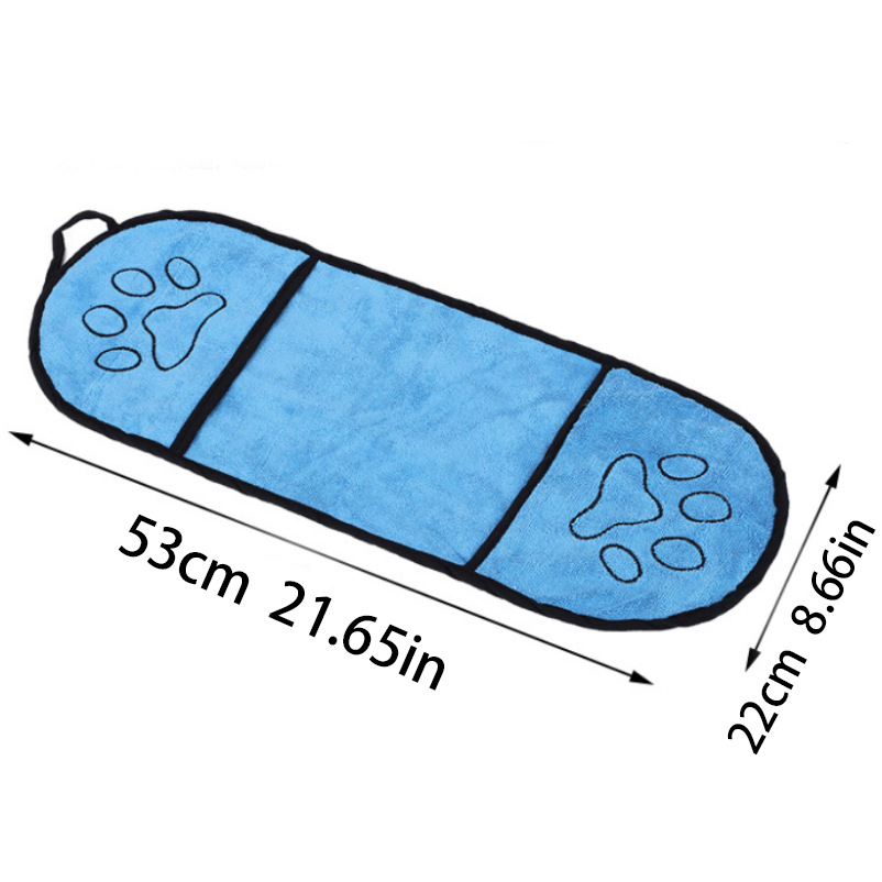 Grey Super Absorbent Pet Bath Towel with Hand Pockets Quick Dry Chenille Microfibre for Dogs and Cats Large Size 62cm โ image 5