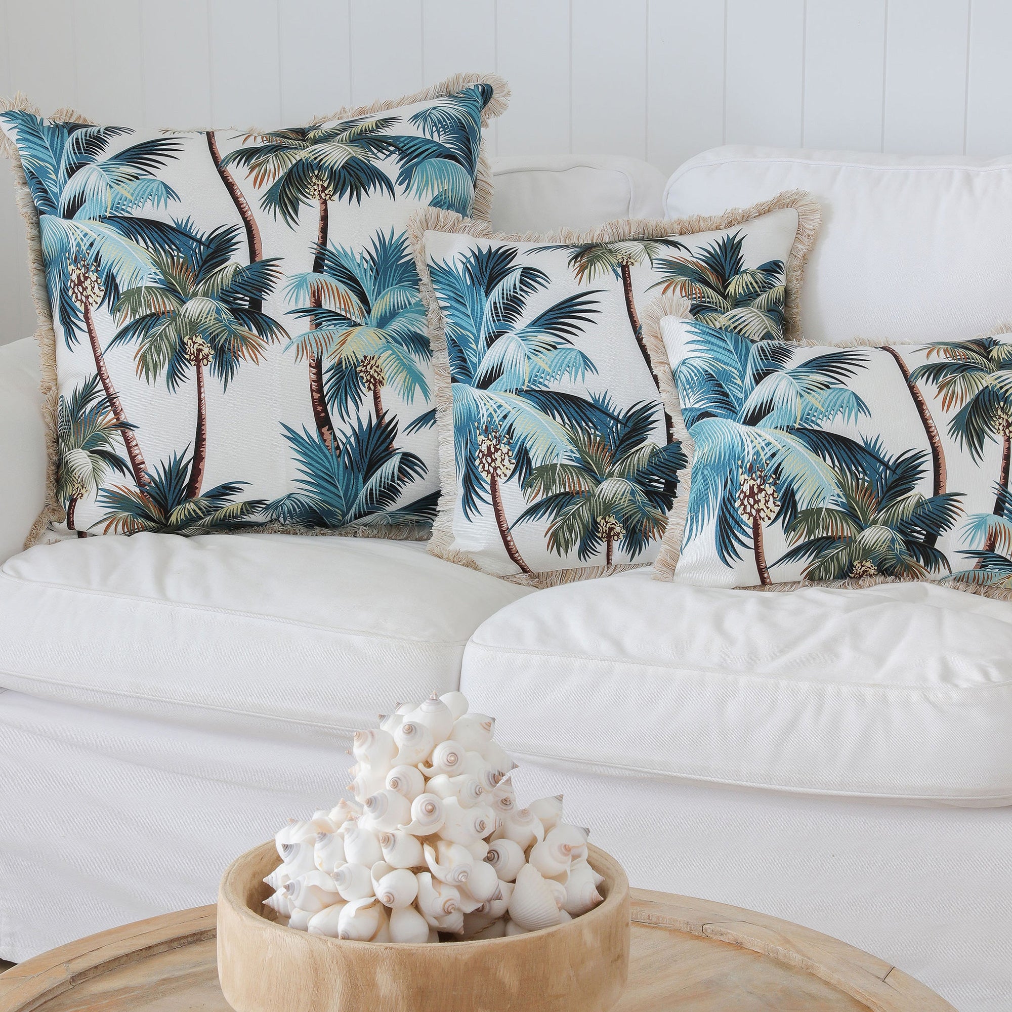 Cushion Cover-Coastal Fringe Natural-Palm Trees White-60cm x 60cm โ image 2