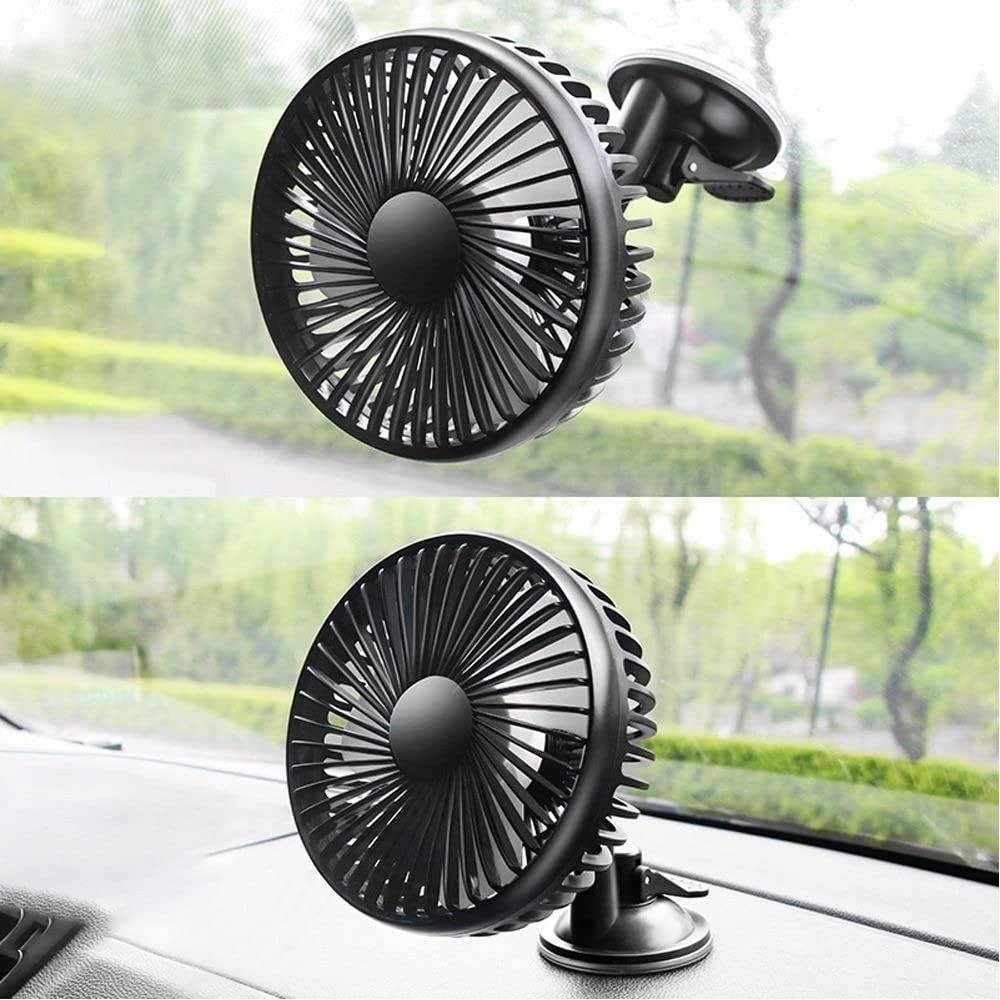 12V/24V Mini Car Fan ABS Black Auto Single Head Fan USB Universal Car Fan Suction Cup 360 degree Cooling Fan — image 4