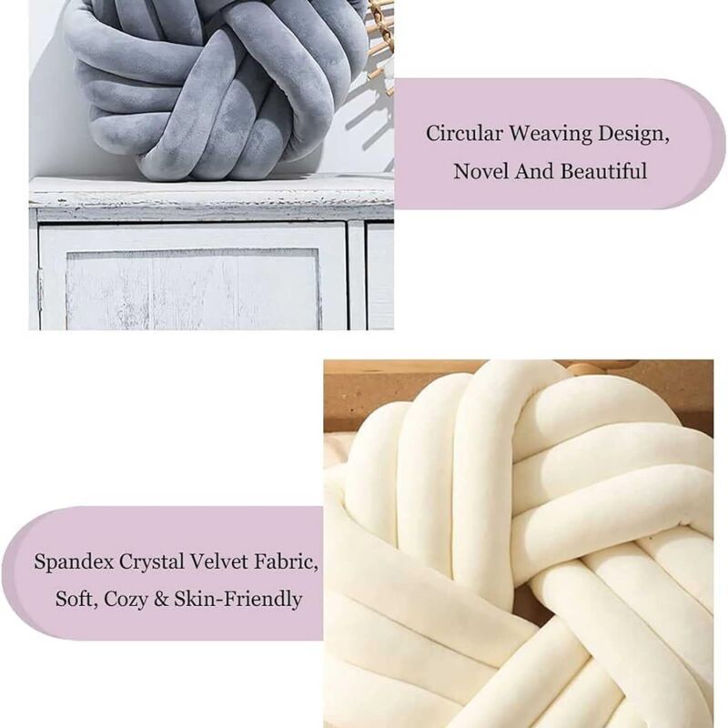 Round Knotted Cushion, Milk White, 20 cm — image 4