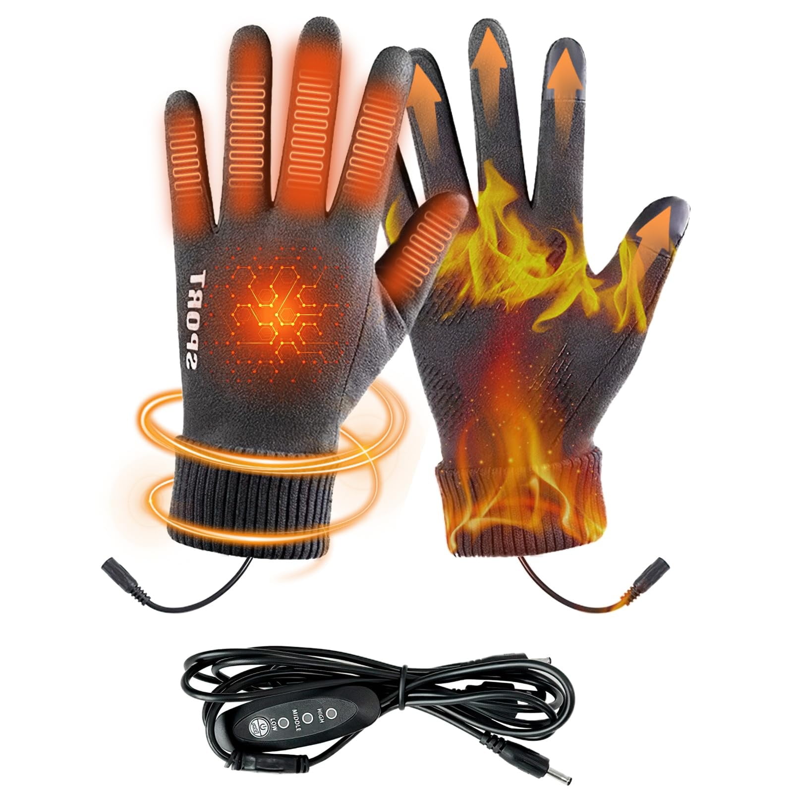 Heated Gloves for Men Women with 3 Heat Settings Touchscreen Warming Gloves for Climbing Hiking Cycling Camping- 26 Grey — image 2