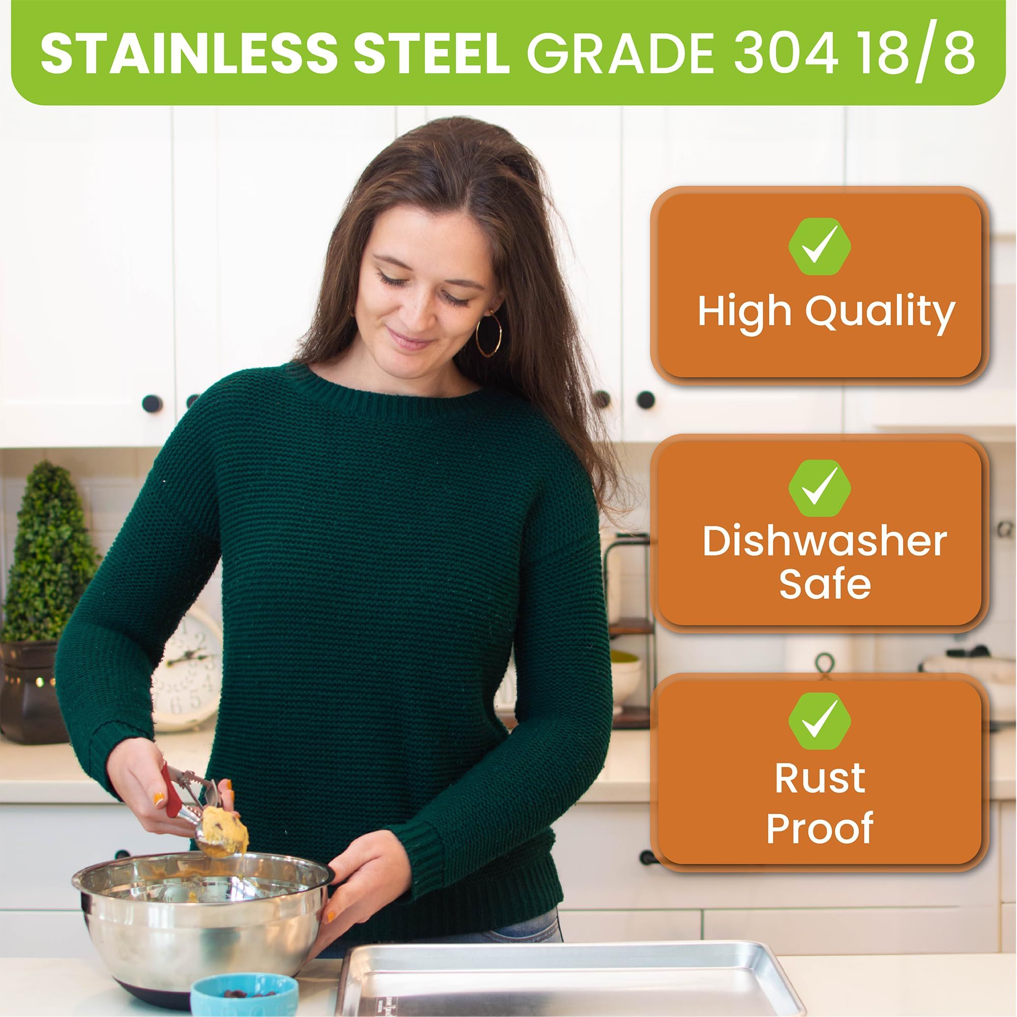 Red Small Cookie Scoop for Baking, Multifunctional Scoop with Trigger Release for Melon, Ice Cream, Protein Ball 38mm — image 2