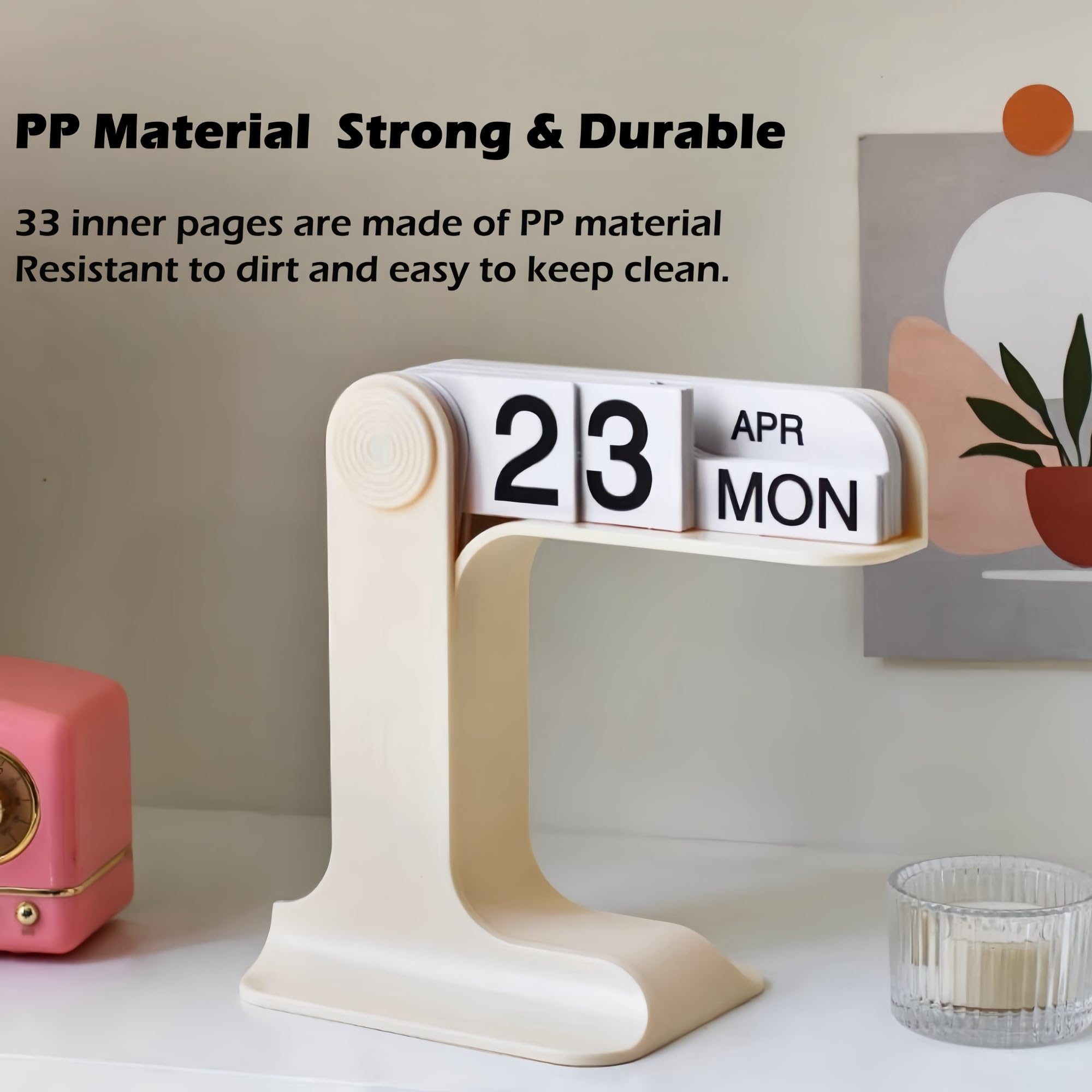 1 Piece Perpetual Desk Calendar with Retro Date Display for Home Offices, Study Desks and Everyday Decorative Organisation, Black — image 5