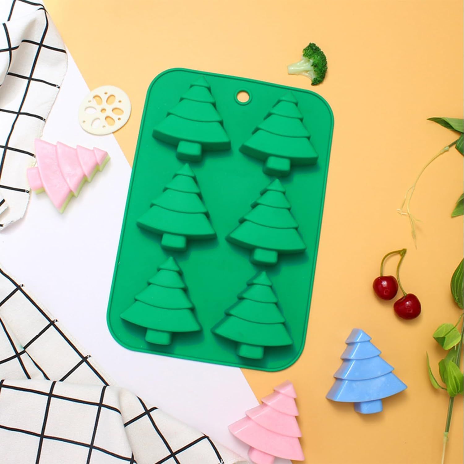Christmas Cake Mold 2pcs Christmas Tree Silicone Molds for Soap Ice Cube Bath Bomb Candle Baking It is safe for ovens, freezers โ image 4