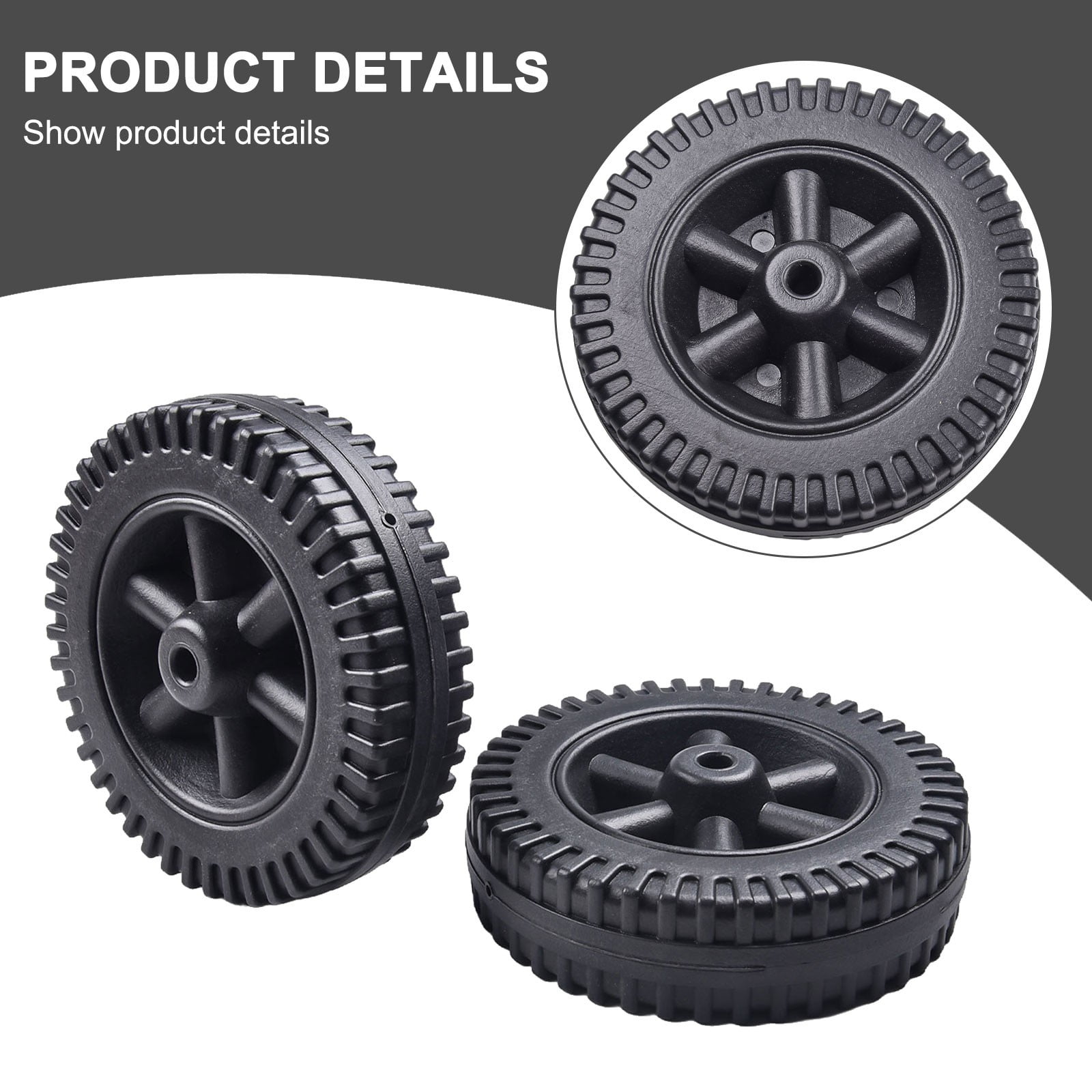 2Pcs/Set Grill Wheels Replacement Parts 170/177mm 7 Inch BBQ Grill Wheel Barbecue Grills Kitchen Garden Plastic Black