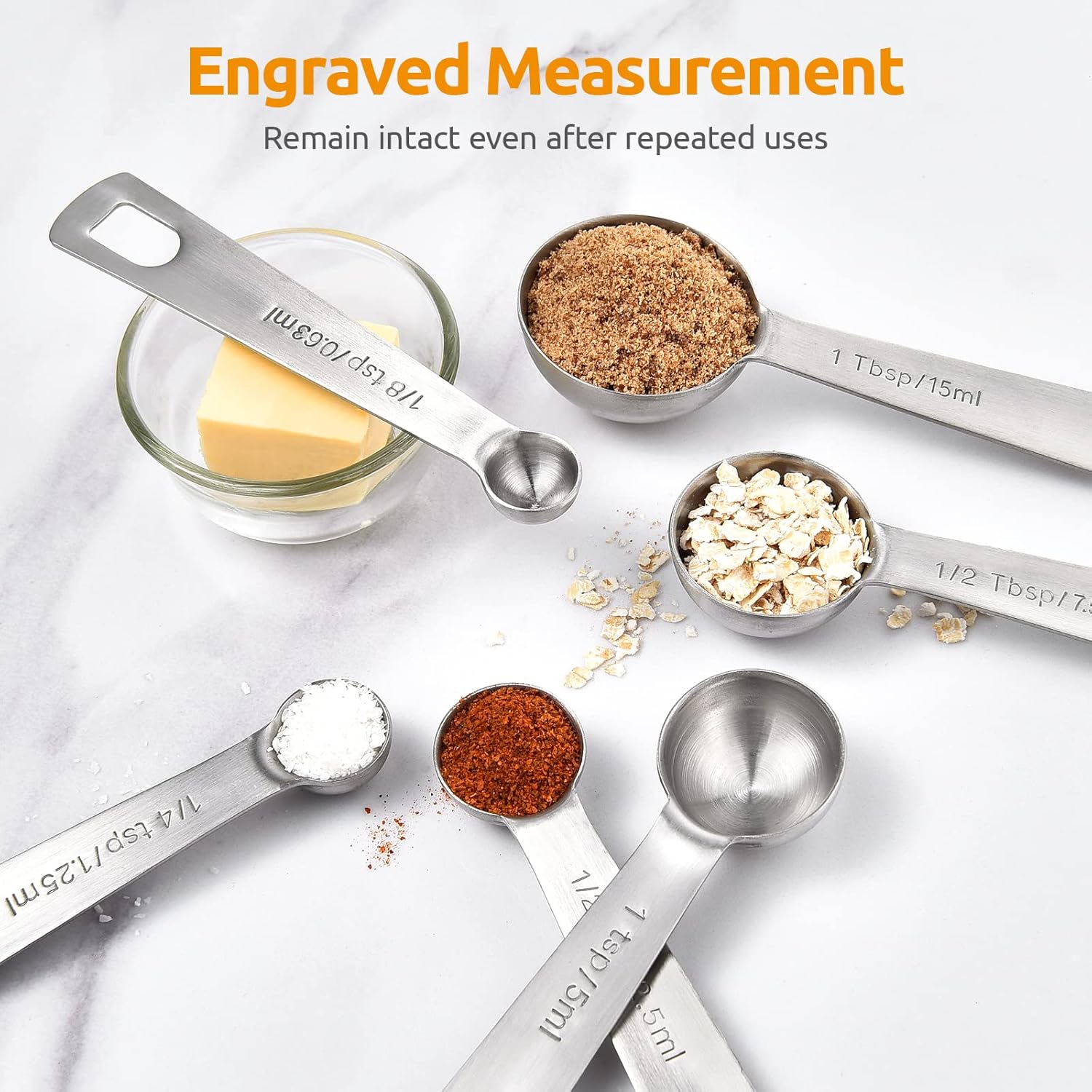 Measuring Spoons: 18/8 Stainless Steel Measuring Spoons Set of 9 Piece: 1/16 TSP, 1/8 TSP, 1/4 TSP, 1/3 TSP, 1/2 TSP, 3/4 TSP, 1 TSP, 1/2 tbsp & 1 tbsp Dry and โ image 4